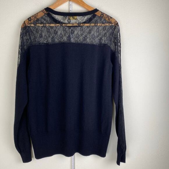Ramy Brooke Lindsay Sweater Size L Black Lace Cashmere Blend Party Romantic - Picture 12 of 16